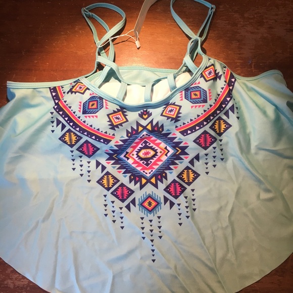 New Geometric turquoise tanking/bikini set - Picture 2 of 4